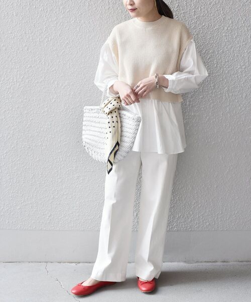 SHIPS(シップス)の「〈手洗い可能〉7分袖シャツ×ニットベストコンビトップス◆(ベスト・レディース・ナチュラル/コバルトブルー・ONE SIZE)」の15枚目の写真