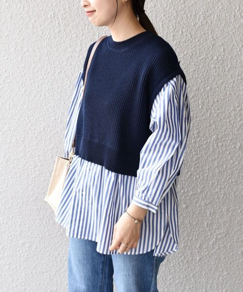 SHIPS(シップス)の「〈手洗い可能〉7分袖シャツ×ニットベストコンビトップス◆(ベスト・レディース・ナチュラル/コバルトブルー・ONE SIZE)」の19枚目の写真