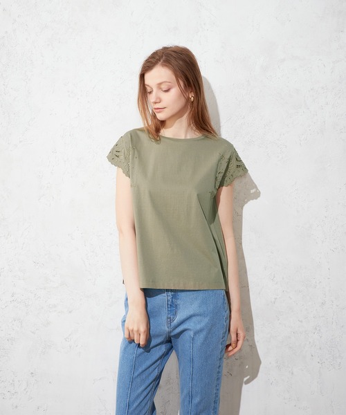 LE SOUK HOLIDAY(ルスークホリデー)の「刺しゅうスリーブプルオーバー(Tシャツ/カットソー・レディース・ブラック/オフホワイト/モカ・M/L)」の5枚目の写真
