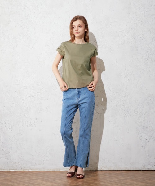LE SOUK HOLIDAY(ルスークホリデー)の「刺しゅうスリーブプルオーバー(Tシャツ/カットソー・レディース・ブラック/オフホワイト/モカ・M/L)」の6枚目の写真