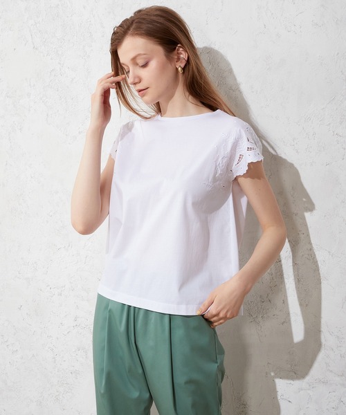 LE SOUK HOLIDAY(ルスークホリデー)の「刺しゅうスリーブプルオーバー(Tシャツ/カットソー・レディース・ブラック/オフホワイト/モカ・M/L)」の11枚目の写真