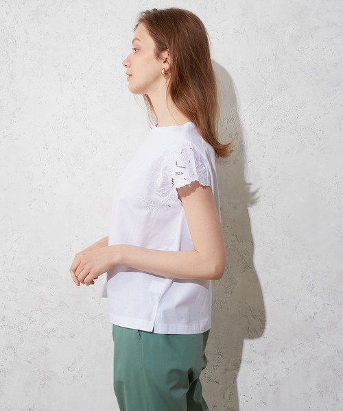 LE SOUK HOLIDAY(ルスークホリデー)の「刺しゅうスリーブプルオーバー(Tシャツ/カットソー・レディース・ブラック/オフホワイト/モカ・M/L)」の14枚目の写真