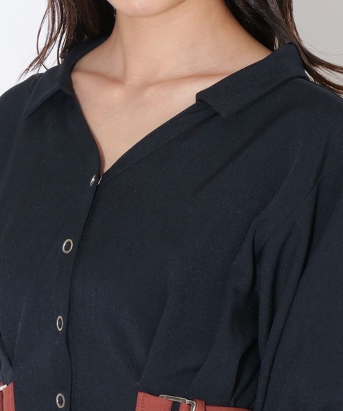 REDYAZEL（レディアゼル）の「ダブルバックルミニシャツワンピース（ワンピース・レディース・グリーン/ブルー/ネイビー・FREE）」の8枚目の写真