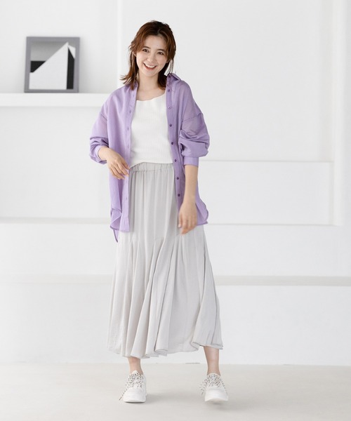 GeeRA（ジーラ）の「シアーストライプBIGシャツ（シャツ/ブラウス・レディース・パープル/ミント・MEDIUM/LARGE）」の18枚目の写真