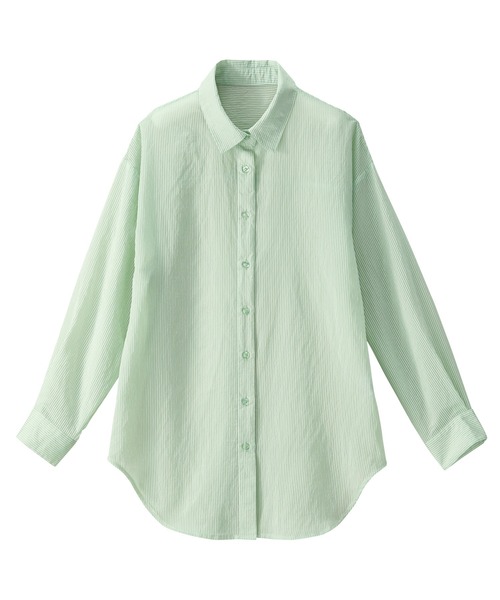 GeeRA（ジーラ）の「シアーストライプBIGシャツ（シャツ/ブラウス・レディース・パープル/ミント・MEDIUM/LARGE）」の10枚目の写真