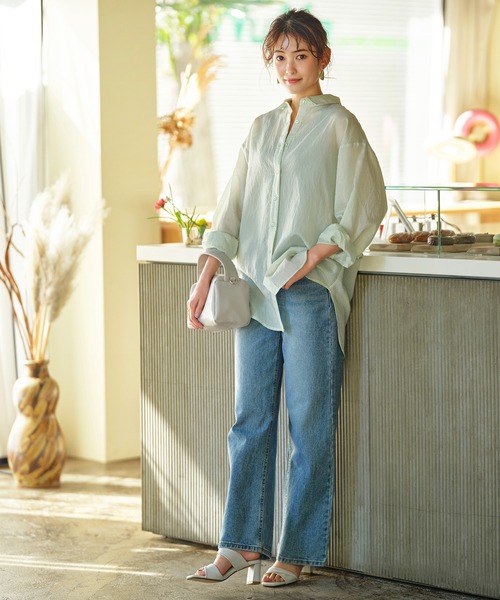 GeeRA（ジーラ）の「シアーストライプBIGシャツ（シャツ/ブラウス・レディース・パープル/ミント・MEDIUM/LARGE）」の19枚目の写真