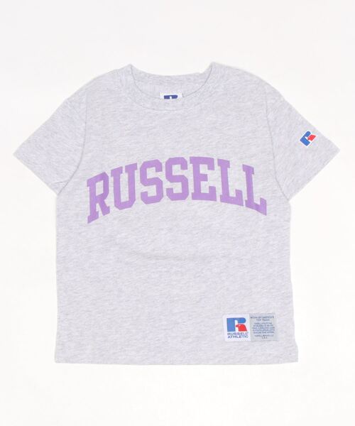 Russell Athletic(ラッセルアスレティック)の「【RUSSELL】ロゴプリントTee(100~150cm)(Tシャツ/カットソー・キッズ・ブルー/グリーン/杢グレー/チャコール/イエロー/オフホワイト・100/120/140/130/110/150)」の2枚目の写真