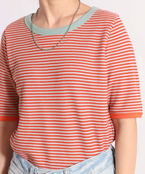 cepo（セポ）の「ワッフルカラーリンガーＴｅｅ（Tシャツ/カットソー・レディース・ブラック/グレー/サックスブルー・M）」の3枚目の写真