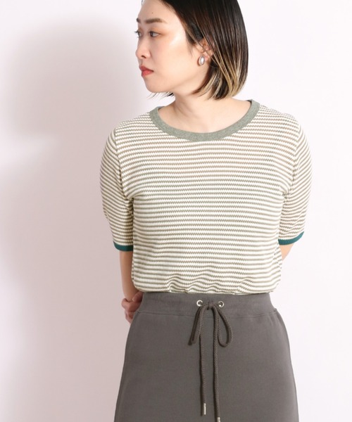 cepo（セポ）の「ワッフルカラーリンガーＴｅｅ（Tシャツ/カットソー・レディース・ブラック/グレー/サックスブルー・M）」の11枚目の写真