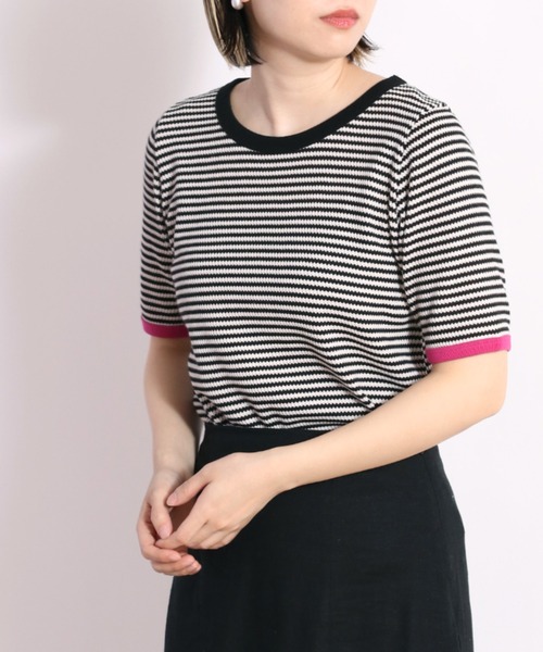 cepo（セポ）の「ワッフルカラーリンガーＴｅｅ（Tシャツ/カットソー・レディース・ブラック/グレー/サックスブルー・M）」の18枚目の写真