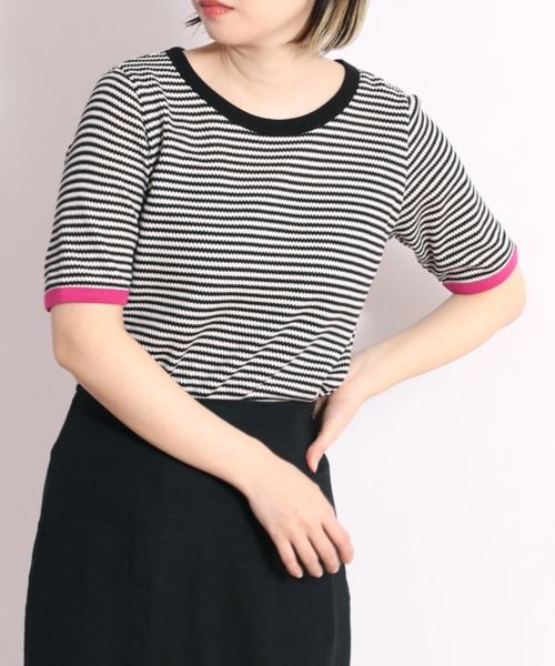 cepo（セポ）の「ワッフルカラーリンガーＴｅｅ（Tシャツ/カットソー・レディース・ブラック/グレー/サックスブルー・M）」の16枚目の写真