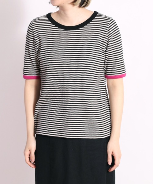 cepo（セポ）の「ワッフルカラーリンガーＴｅｅ（Tシャツ/カットソー・レディース・ブラック/グレー/サックスブルー・M）」の7枚目の写真