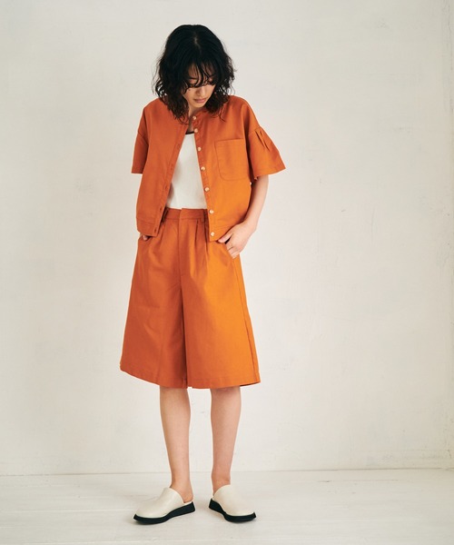 4youstory（フォーユーストーリー）の「【4youstory】コットンリネンハーフパンツ（スラックス・レディース・オフホワイト/オレンジ/モカ・FREE）」の3枚目の写真