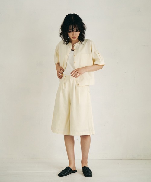 4youstory（フォーユーストーリー）の「【4youstory】コットンリネンハーフパンツ（スラックス・レディース・オフホワイト/オレンジ/モカ・FREE）」の4枚目の写真