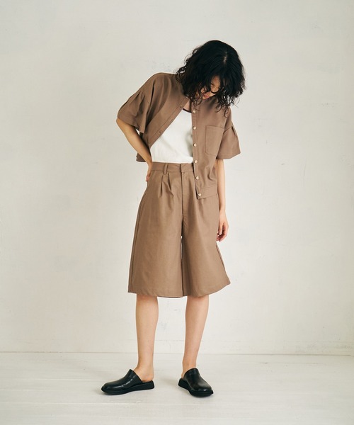 4youstory（フォーユーストーリー）の「【4youstory】コットンリネンハーフパンツ（スラックス・レディース・オフホワイト/オレンジ/モカ・FREE）」の13枚目の写真