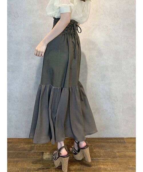 dazzlin(ダズリン)の「レースアップスイッチングスカート(スカート・レディース・ブラウン/グリーン/アイボリー・SMALL/MEDIUM)」の3枚目の写真