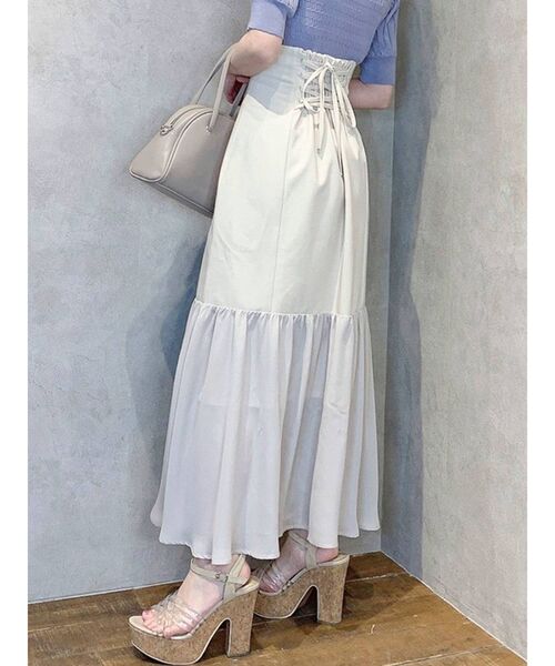 dazzlin(ダズリン)の「レースアップスイッチングスカート(スカート・レディース・ブラウン/グリーン/アイボリー・SMALL/MEDIUM)」の6枚目の写真