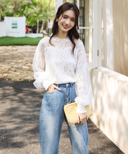 Amulet（アミュレット）の「バルーンスリーブレースブラウス（シャツ/ブラウス・レディース・ホワイト/ベージュ・M/L/XL）」の22枚目の写真