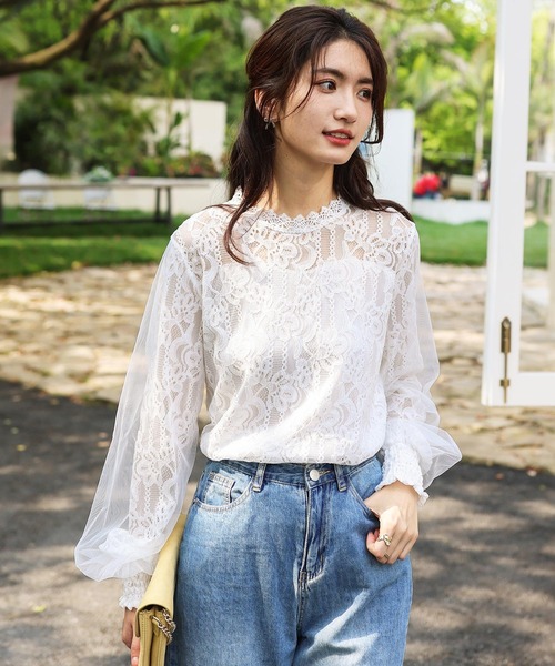 Amulet（アミュレット）の「バルーンスリーブレースブラウス（シャツ/ブラウス・レディース・ホワイト/ベージュ・M/L/XL）」の13枚目の写真