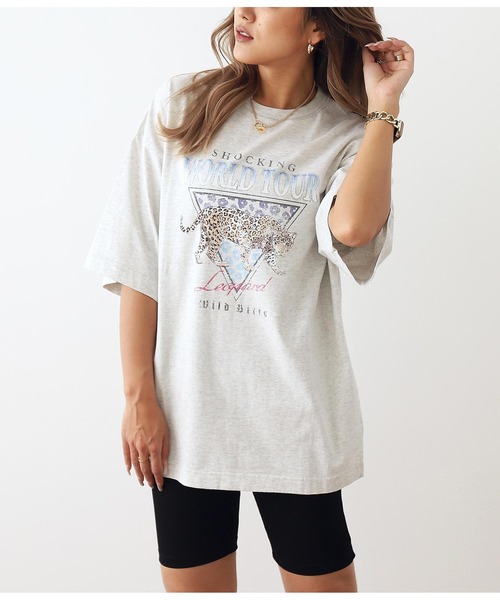 ANAP（アナップ）の「ピグメント加工アニマルプリントTシャツ（Tシャツ/カットソー・レディース・ライトグレー/ブルー/スミクロ・FREE）」の2枚目の写真