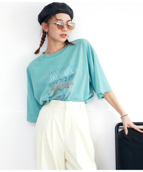 ANAP（アナップ）の「ピグメント加工アニマルプリントTシャツ（Tシャツ/カットソー・レディース・ライトグレー/ブルー/スミクロ・FREE）」の21枚目の写真