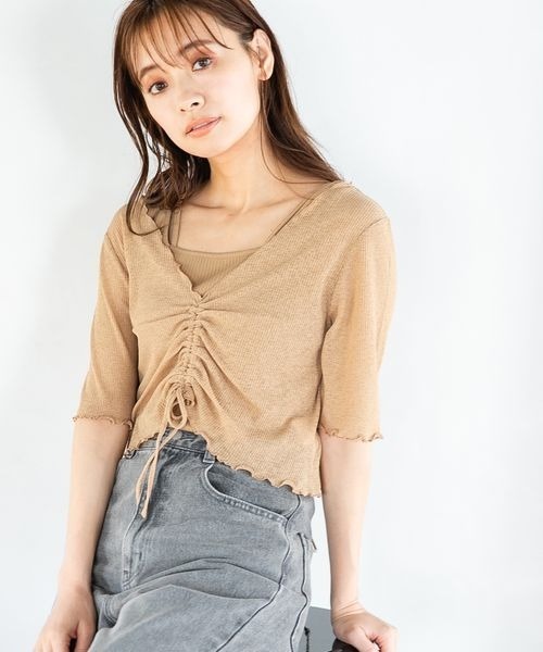mysty woman(ミスティウーマン)の「シアードロストツインプルオーバー 297708(Tシャツ/カットソー・レディース・パープル/ベージュ/ブラック/オフホワイト・FREE)」の4枚目の写真