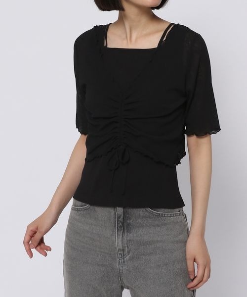 mysty woman(ミスティウーマン)の「シアードロストツインプルオーバー 297708(Tシャツ/カットソー・レディース・パープル/ベージュ/ブラック/オフホワイト・FREE)」の18枚目の写真