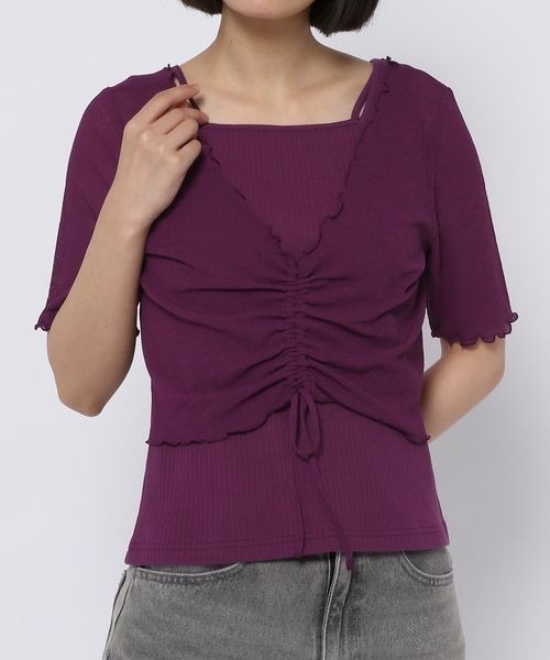 mysty woman(ミスティウーマン)の「シアードロストツインプルオーバー 297708(Tシャツ/カットソー・レディース・パープル/ベージュ/ブラック/オフホワイト・FREE)」の19枚目の写真