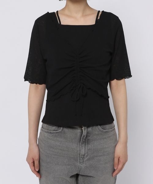 mysty woman(ミスティウーマン)の「シアードロストツインプルオーバー 297708(Tシャツ/カットソー・レディース・パープル/ベージュ/ブラック/オフホワイト・FREE)」の21枚目の写真