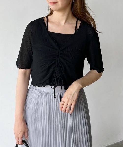 mysty woman(ミスティウーマン)の「シアードロストツインプルオーバー 297708(Tシャツ/カットソー・レディース・パープル/ベージュ/ブラック/オフホワイト・FREE)」の13枚目の写真