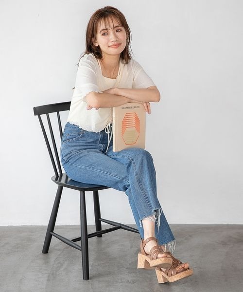mysty woman(ミスティウーマン)の「シアードロストツインプルオーバー 297708(Tシャツ/カットソー・レディース・パープル/ベージュ/ブラック/オフホワイト・FREE)」の7枚目の写真
