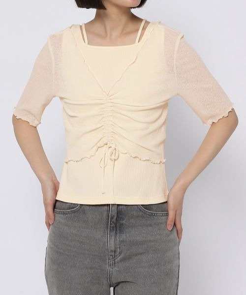 mysty woman(ミスティウーマン)の「シアードロストツインプルオーバー 297708(Tシャツ/カットソー・レディース・パープル/ベージュ/ブラック/オフホワイト・FREE)」の14枚目の写真