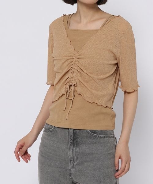 mysty woman(ミスティウーマン)の「シアードロストツインプルオーバー 297708(Tシャツ/カットソー・レディース・パープル/ベージュ/ブラック/オフホワイト・FREE)」の16枚目の写真