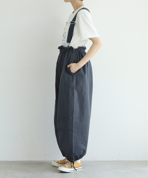 PARICI AMASISオーガニックツイル 吊りパンツ　ベージュ PAR ICI（パーリッシィ）の「AMASISオーガニックツイル 吊り