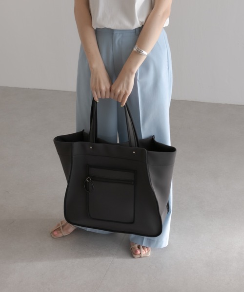 PAPILLONNER パピヨネ スクエアWETライントートバッグ M グレー