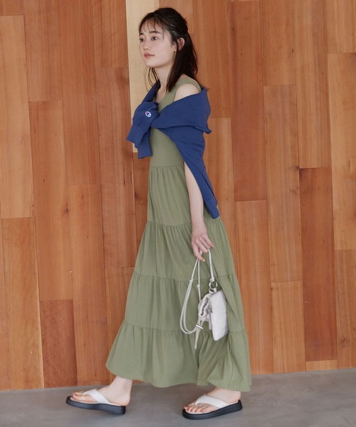 bijorie（ビジュリィ）の「【bijorie】カップ付きティアードワンピース 22SS（ルームワンピース・レディース・ブラック/グレー/オリーブ・MEDIUM/LARGE）」の3枚目の写真