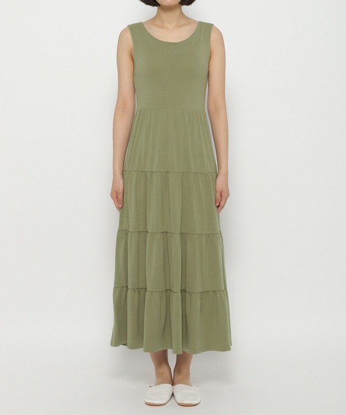 bijorie（ビジュリィ）の「【bijorie】カップ付きティアードワンピース 22SS（ルームワンピース・レディース・ブラック/グレー/オリーブ・MEDIUM/LARGE）」の9枚目の写真