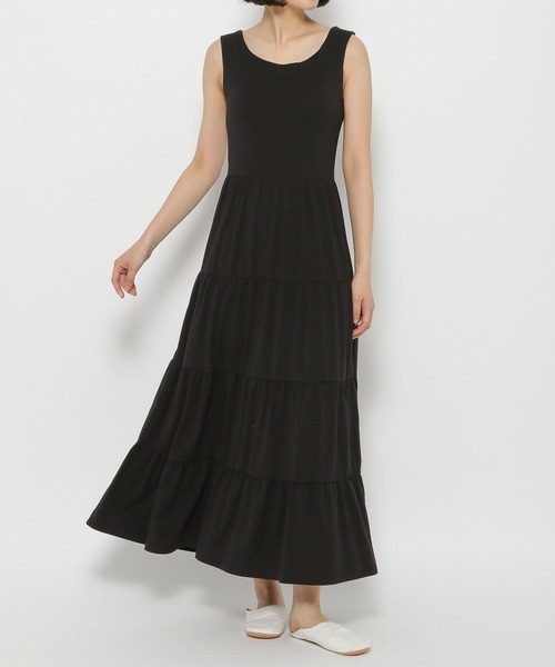 bijorie（ビジュリィ）の「【bijorie】カップ付きティアードワンピース 22SS（ルームワンピース・レディース・ブラック/グレー/オリーブ・MEDIUM/LARGE）」の5枚目の写真