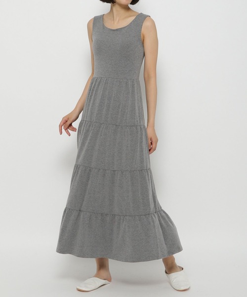 bijorie（ビジュリィ）の「【bijorie】カップ付きティアードワンピース 22SS（ルームワンピース・レディース・ブラック/グレー/オリーブ・MEDIUM/LARGE）」の7枚目の写真