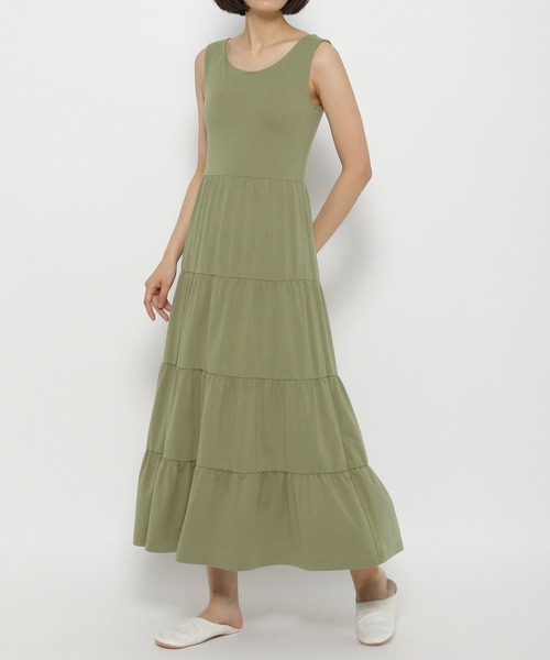 bijorie（ビジュリィ）の「【bijorie】カップ付きティアードワンピース 22SS（ルームワンピース・レディース・ブラック/グレー/オリーブ・MEDIUM/LARGE）」の8枚目の写真