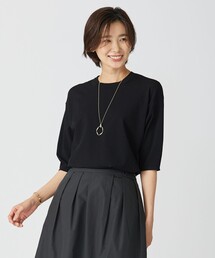 【洗える】 レーヨンエリートストレッチ パフスリーブ ニット