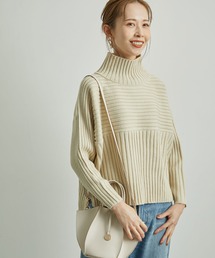 リブ切替ニットプルオーバー/WEB限定カラー:ベージュ