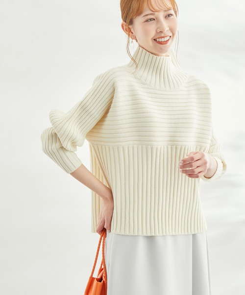 ROPE' PICNIC(ロペピクニック)の「リブ切替ニットプルオーバー/WEB限定カラー:ベージュ(ニット/セーター・レディース・ブラック/ベージュ/ブラウン/カーキ/オレンジ/グリーン/ピンク系その他/キナリ/パープル系その他/ブルー/チャコールグレー/ライトグリーン・40/38)」の13枚目の写真