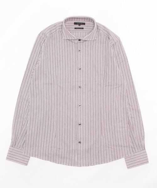 MICHEL KLEIN HOMME   （ミッシェルクランオム）の「【2022年モデル】《日本製》ストライプラッセルシャツ（シャツ/ブラウス・メンズ・パープル/ブラック/グレー/ベージュ/ブルー/モカ/ボルドー・X-LARGE/MEDIUM/LARGE/44/52）」の7枚目の写真