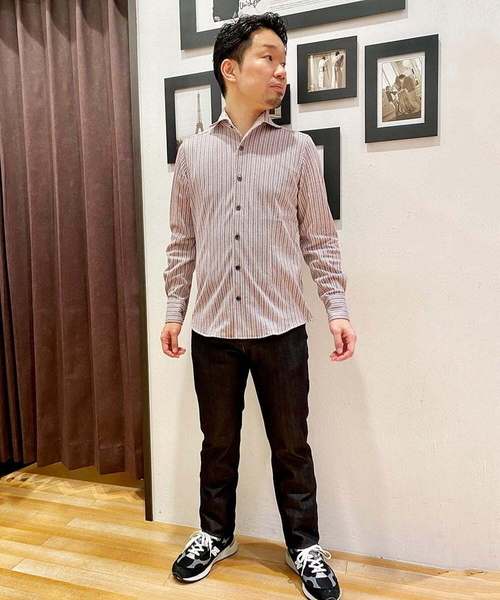 MICHEL KLEIN HOMME   （ミッシェルクランオム）の「【2022年モデル】《日本製》ストライプラッセルシャツ（シャツ/ブラウス・メンズ・パープル/ブラック/グレー/ベージュ/ブルー/モカ/ボルドー・X-LARGE/MEDIUM/LARGE/44/52）」の13枚目の写真