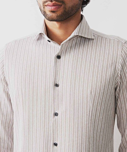 MICHEL KLEIN HOMME   （ミッシェルクランオム）の「【2022年モデル】《日本製》ストライプラッセルシャツ（シャツ/ブラウス・メンズ・パープル/ブラック/グレー/ベージュ/ブルー/モカ/ボルドー・X-LARGE/MEDIUM/LARGE/44/52）」の18枚目の写真