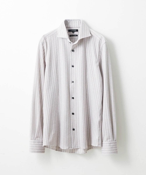 MICHEL KLEIN HOMME   （ミッシェルクランオム）の「【2022年モデル】《日本製》ストライプラッセルシャツ（シャツ/ブラウス・メンズ・パープル/ブラック/グレー/ベージュ/ブルー/モカ/ボルドー・X-LARGE/MEDIUM/LARGE/44/52）」の22枚目の写真