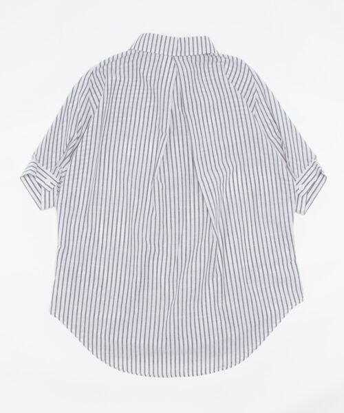 Q(キュー)の「ストライプハーフスリーブシャツ(シャツ/ブラウス・レディース・ホワイト系その他/ブルー系その他・MEDIUM)」の3枚目の写真