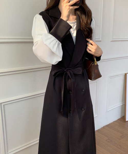 セール 22aw バイカラーロングテーラードジャケット テーラードジャケット Abitokyo アビトーキョー のファッション通販 Zozotown