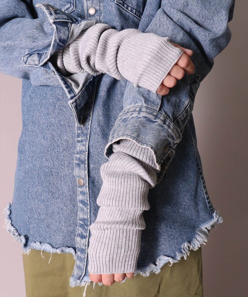 BAYBLO(ベイブロ)の「(SB)リブ ニット アームウォーマー(アームカバー・レディース・ブラック/杢グレー/ダークグリーン/チャコールグレー/ダークブラウン/グレイッシュベージュ/ネイビー/オフホワイト/ワイン・FREE)」の5枚目の写真